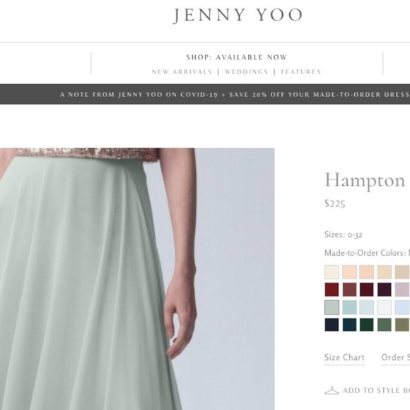 Jenny Yoo Morning Mist Hampton skirt size 12